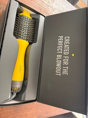 Drybar Yellow Round Double Shot Hot Air Brush with Gray Trim